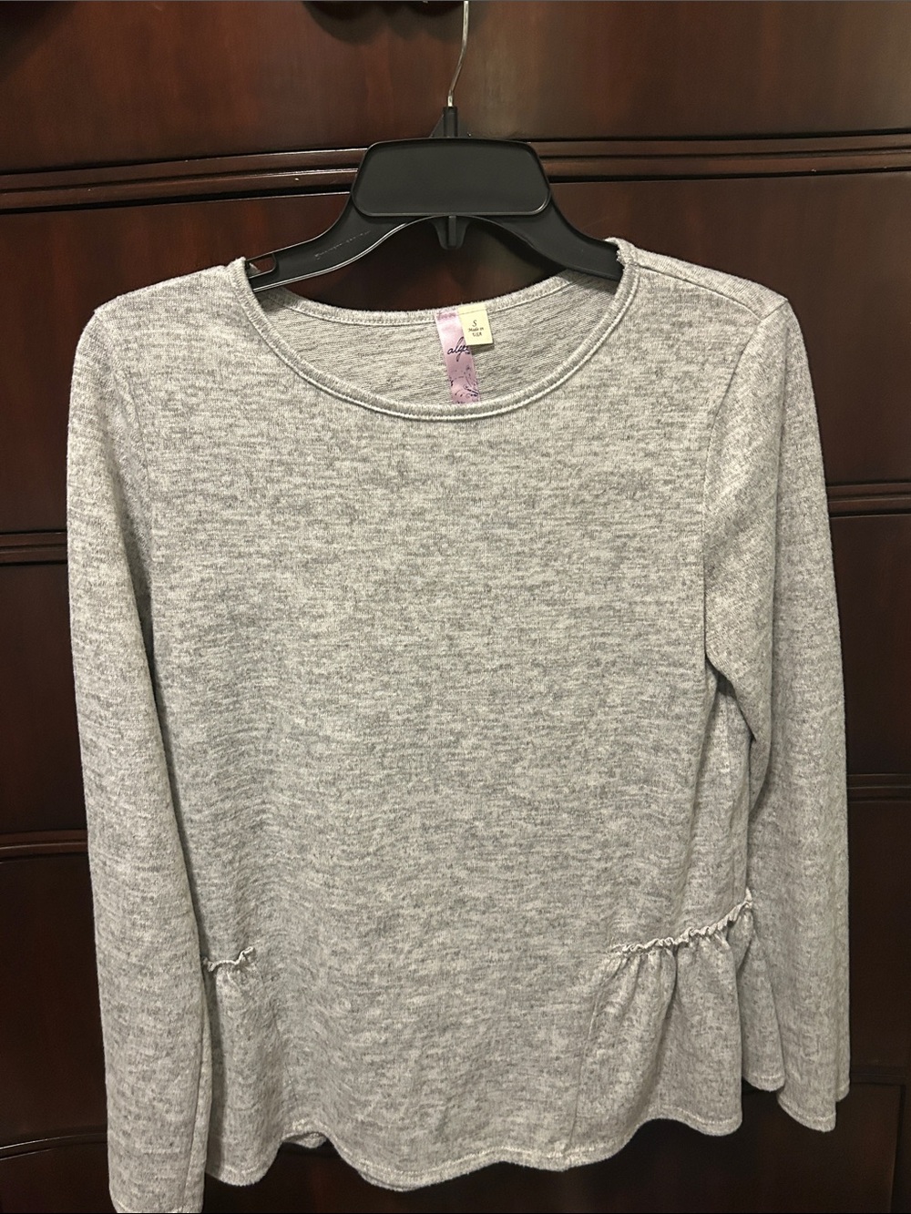 Alya women’s ' Heather Gray Long Sleeve Peplum Sweatshirt